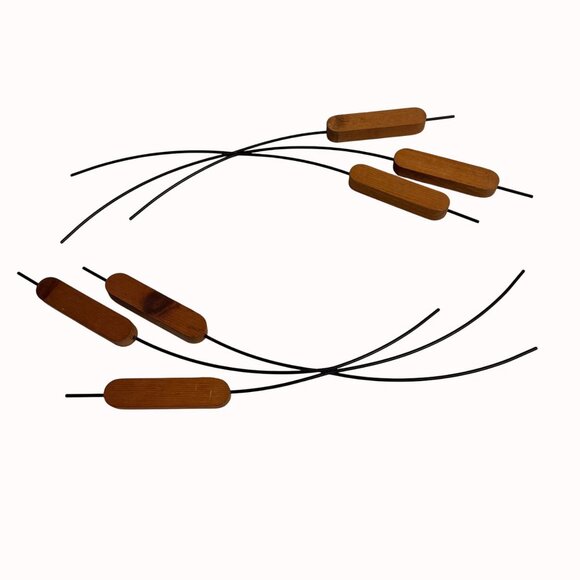 MCM Cattail Stems Wall Hanging Decorative Wood Metal Rustic Cabin Set of 2 - Picture 11 of 14